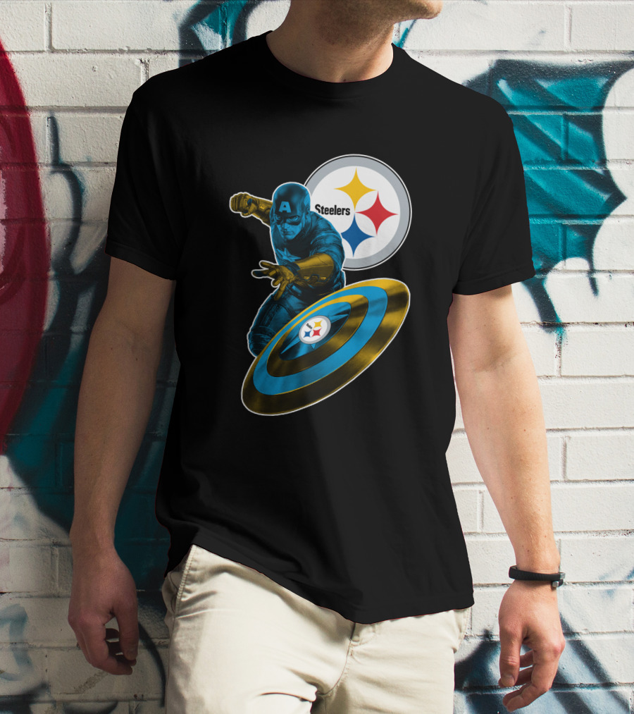 Captain America Pittsburgh Steelers Shield T-Shirt