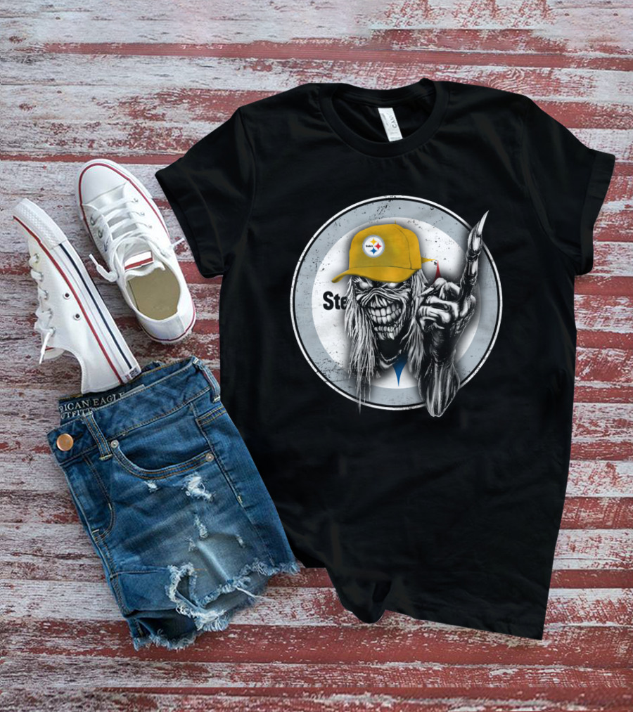 Pittsburgh Steelers Logo Grim Reaper Skeleton T-Shirt