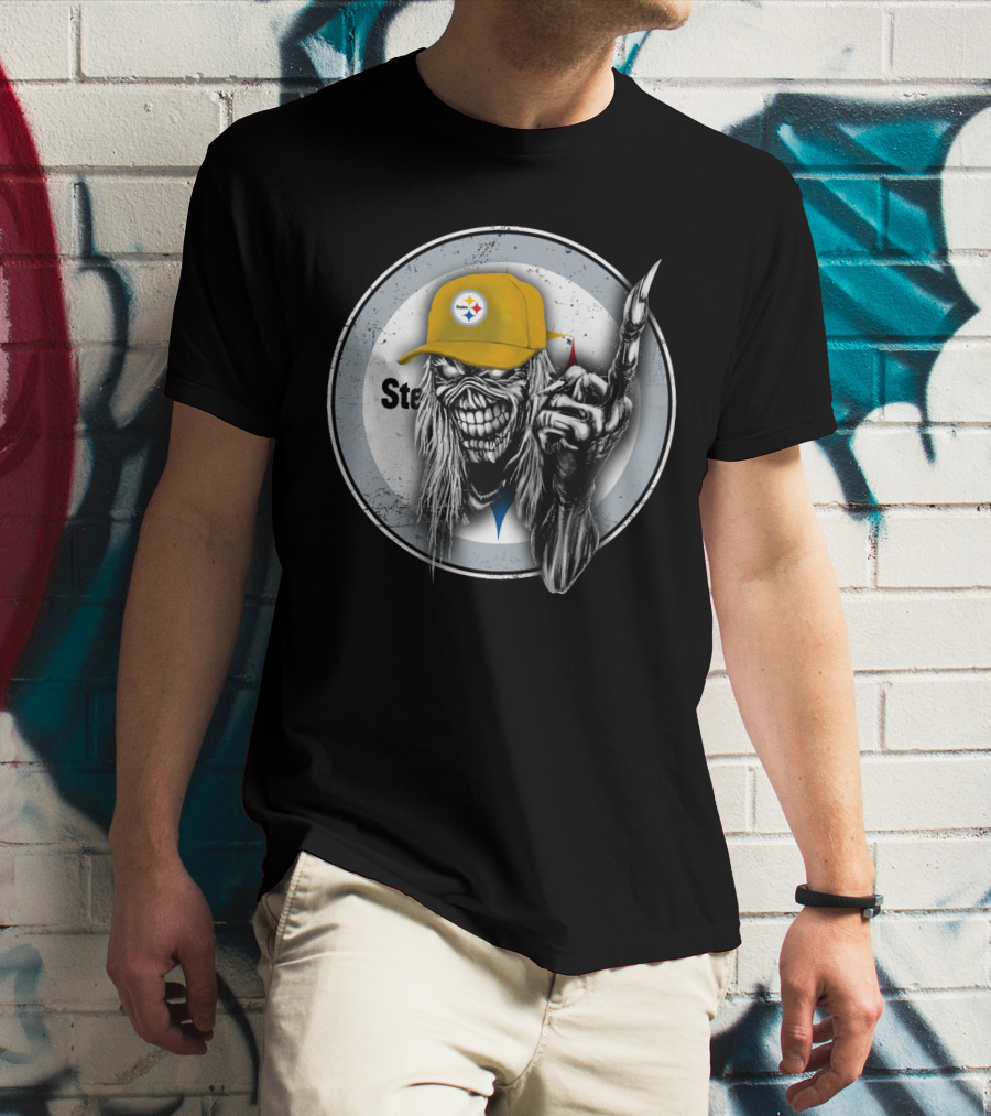 Pittsburgh Steelers Logo Grim Reaper Skeleton T-Shirt