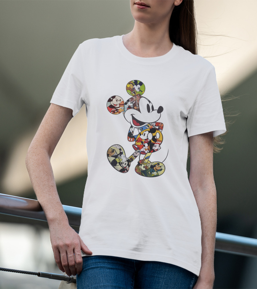 Disney Mickey Mouse Collage Vintage Comic Style T-Shirt