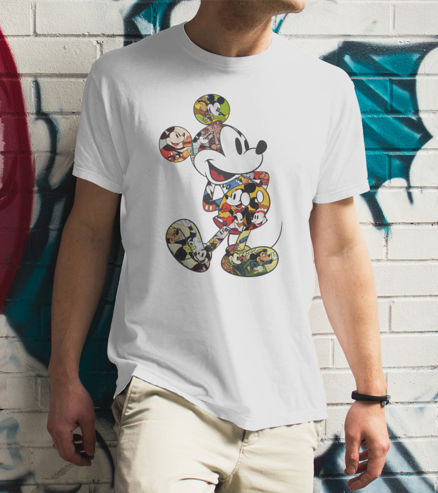 Disney Mickey Mouse Collage Vintage Comic Style T-Shirt