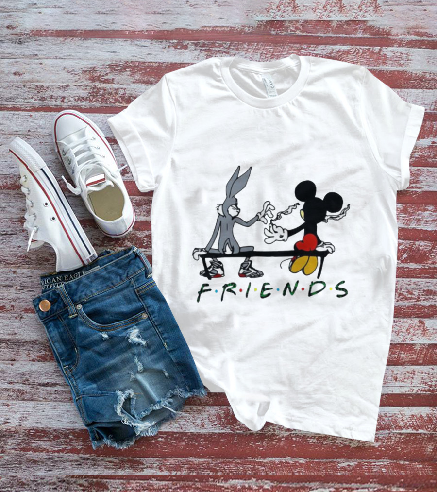 Friends Mickey Bugs Bench T-Shirt
