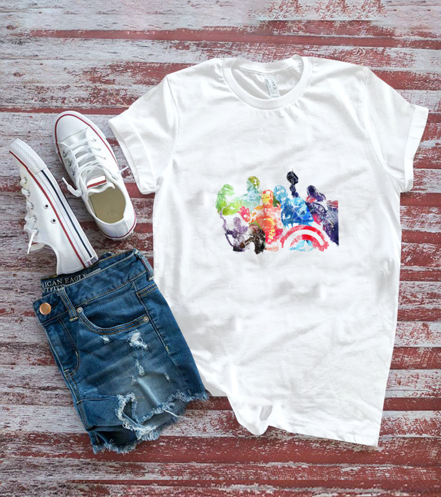 Avengers Watercolor Hulk Iron Man Thor Captain America Black Widow Hawkeye T-Shirt