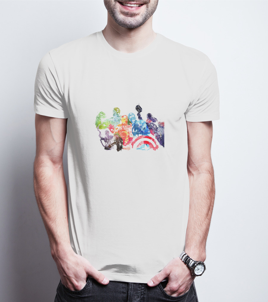 Avengers Watercolor Hulk Iron Man Thor Captain America Black Widow Hawkeye T-Shirt