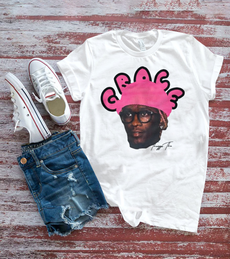 Thuggin Thuggin Grace Pink Beanie Glasses T-Shirt