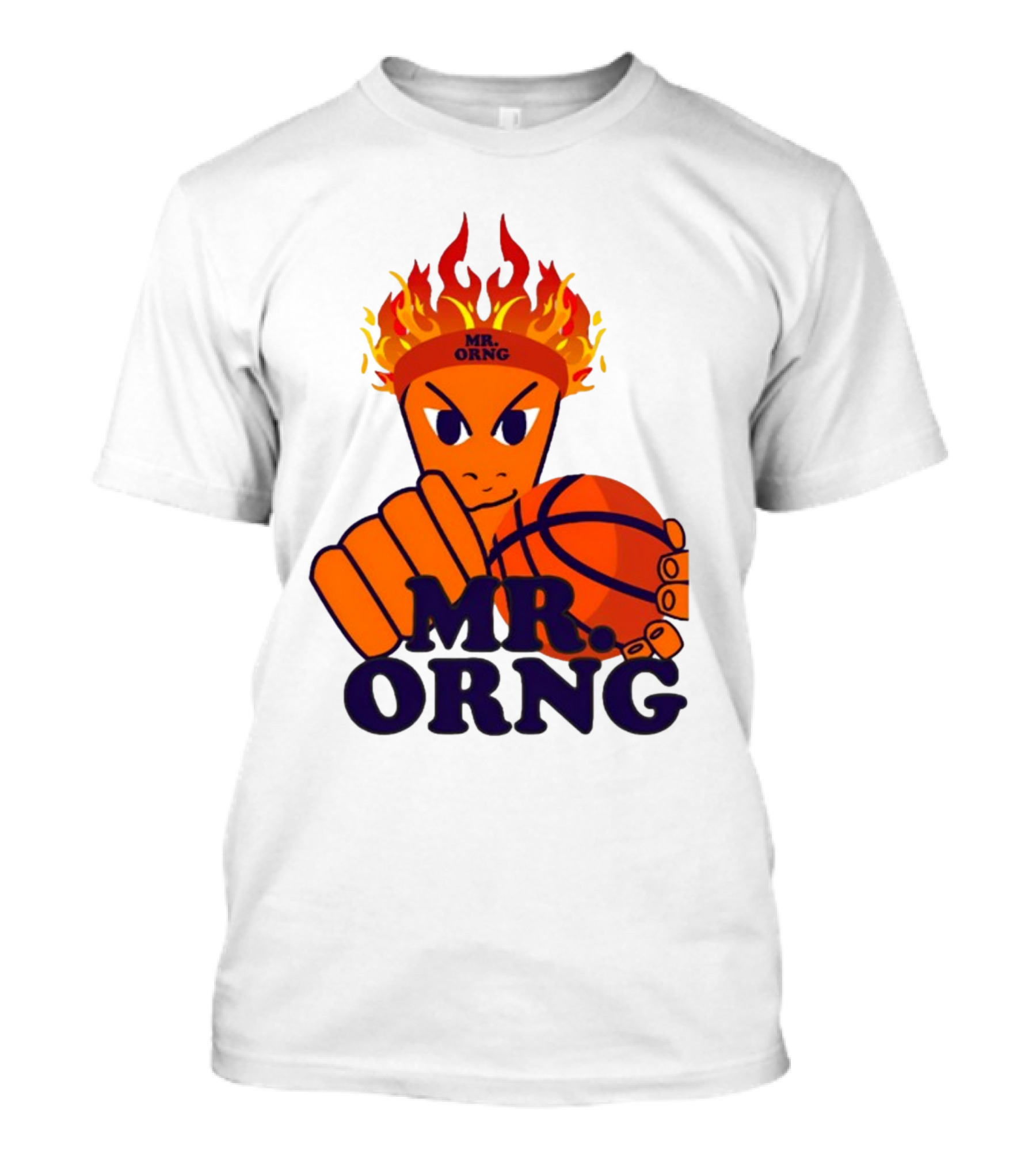 MR ORNG Basketball Flame Fist Character T-Shirt