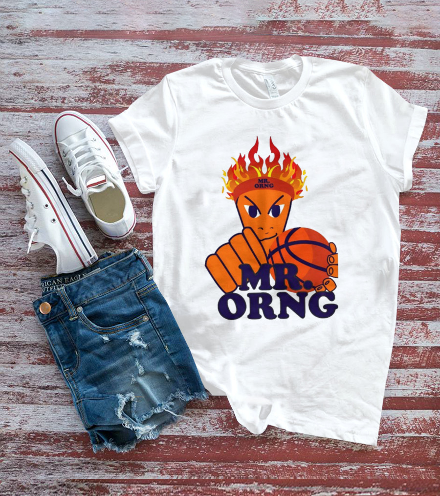 MR ORNG Basketball Flame Fist Character T-Shirt