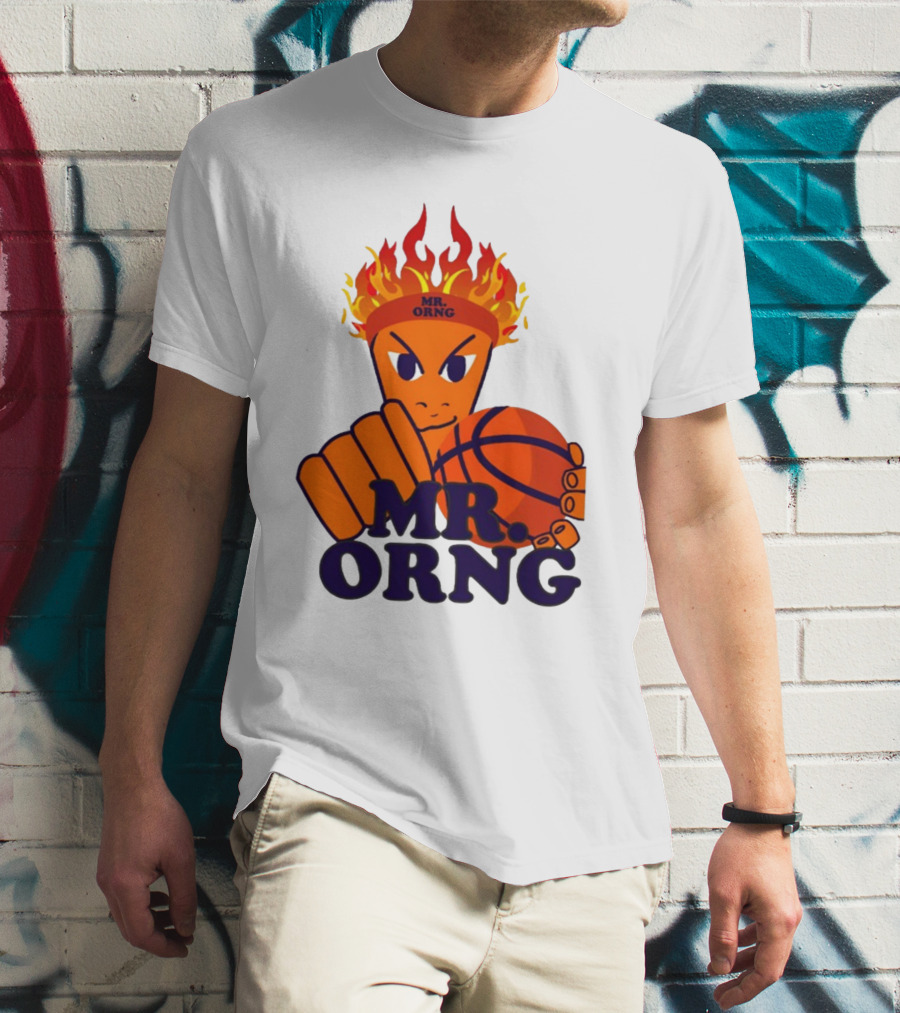 MR ORNG Basketball Flame Fist Character T-Shirt