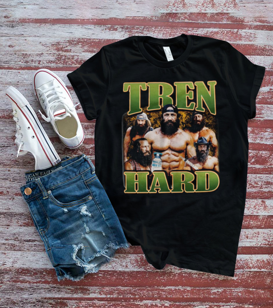 TREN HARD Bodybuilding Bearded Muscular Men With Medicine Bottle T-Shirt