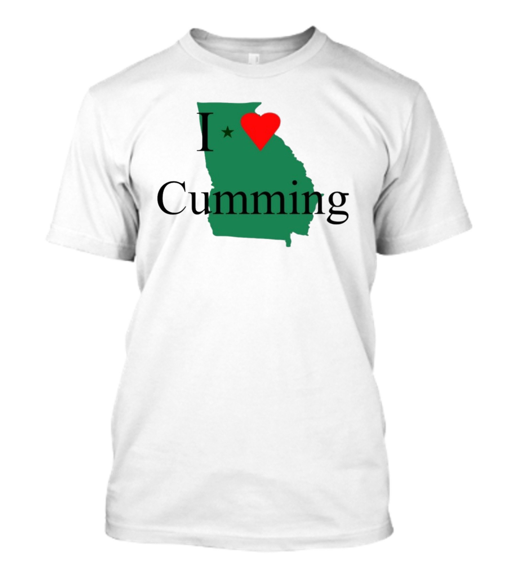 I Love Cumming Georgia Map With Heart And Star T-Shirt