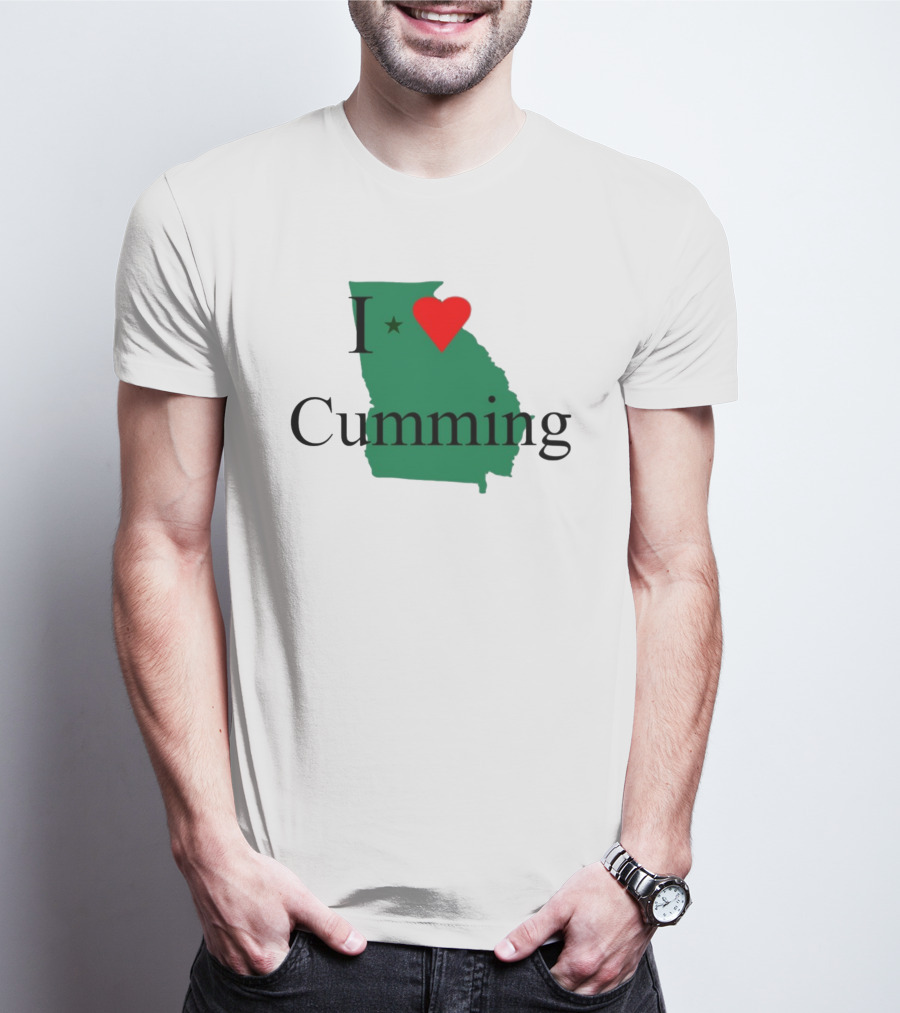I Love Cumming Georgia Map With Heart And Star T-Shirt