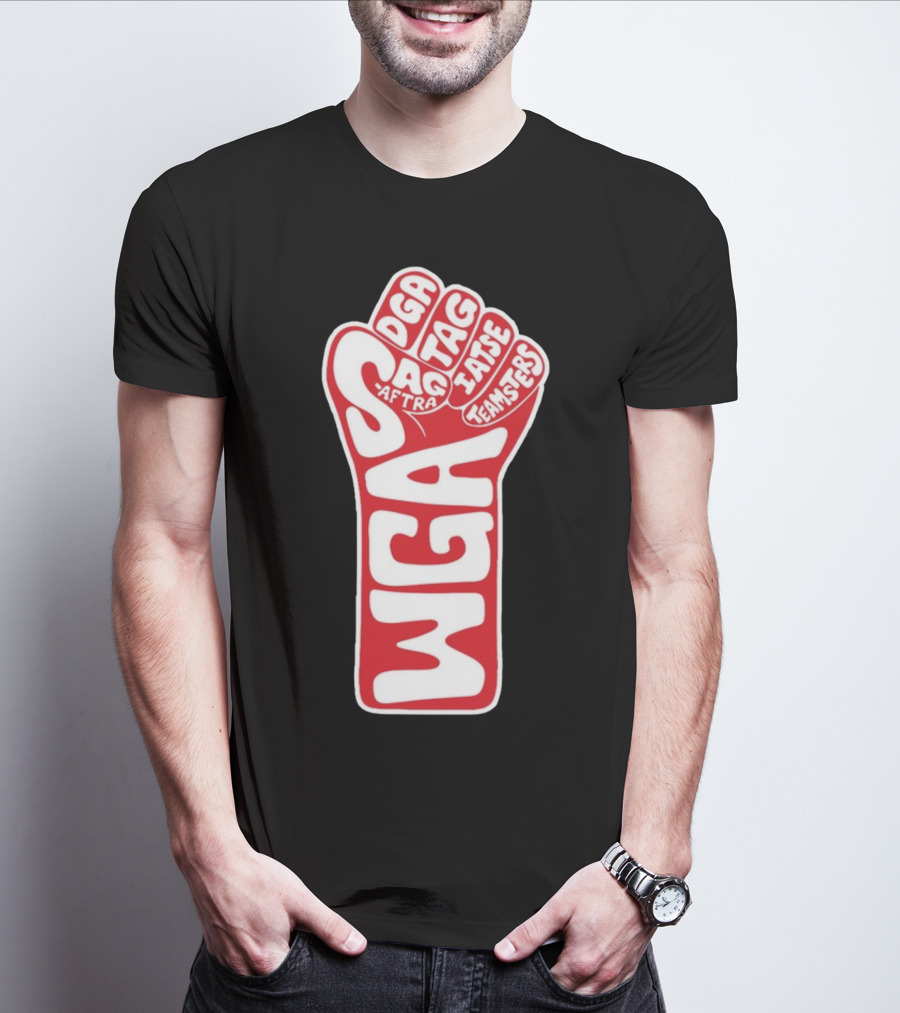 WGA Strike SAG-AFTRA DGA TAG IATSE Teamsters Solidarity Fist T-Shirt