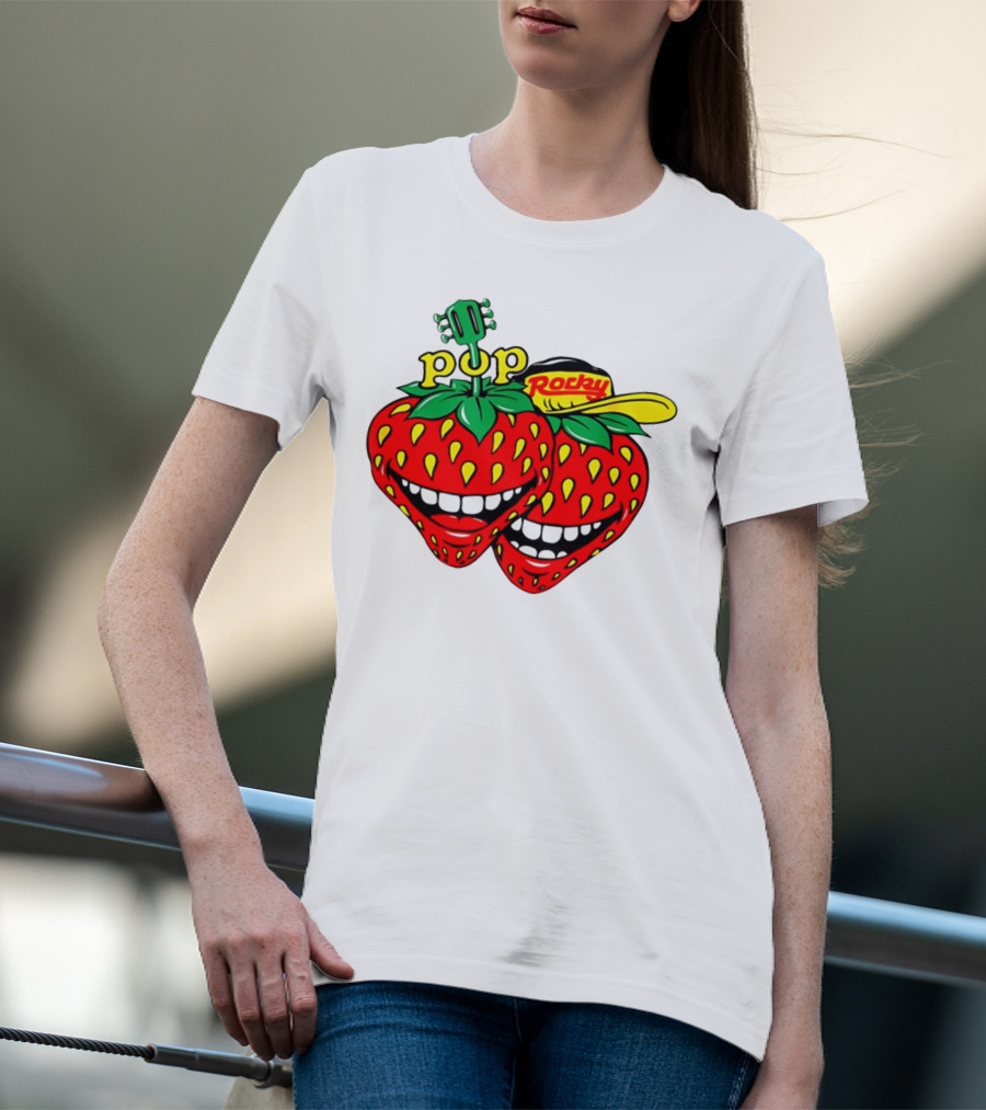 Pop Rocky Strawberry Guitar Grin T-Shirt