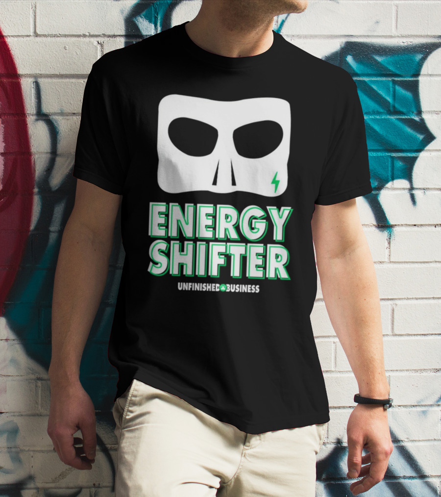 Energy Shifter Unfinished Business Mask With Lightning Bolt T-Shirt
