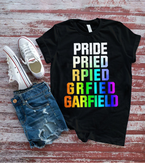 Pride Rainbow Garfield Parody Text Evolution T-Shirt