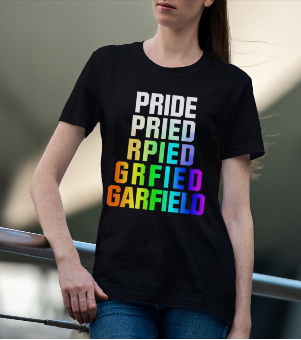 Pride Rainbow Garfield Parody Text Evolution T-Shirt