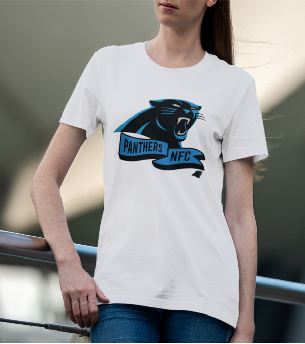 Men's Carolina Panthers New Era Cream Sideline Chrome Logo Panthers NFC T-Shirt