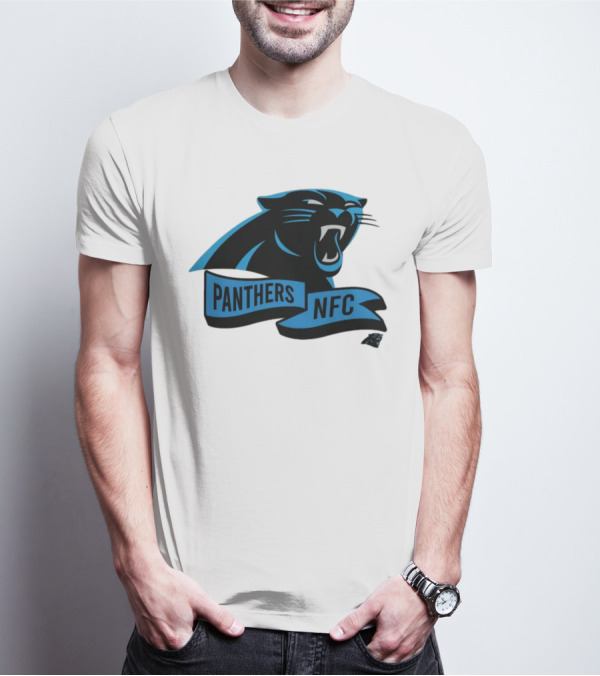 Men's Carolina Panthers New Era Cream Sideline Chrome Logo Panthers NFC T-Shirt