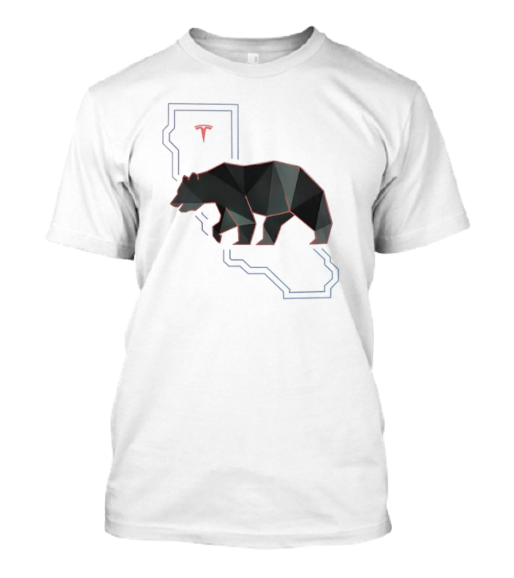 California Tech Bear Silhouette Tesla Outline T-Shirt