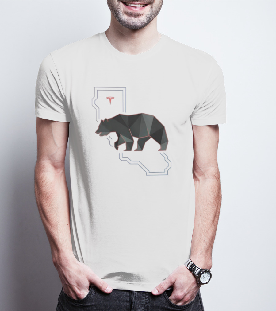California Tech Bear Silhouette Tesla Outline T-Shirt