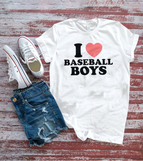 Gabb Goudy I Love Baseball Boys Red Heart Text T-Shirt