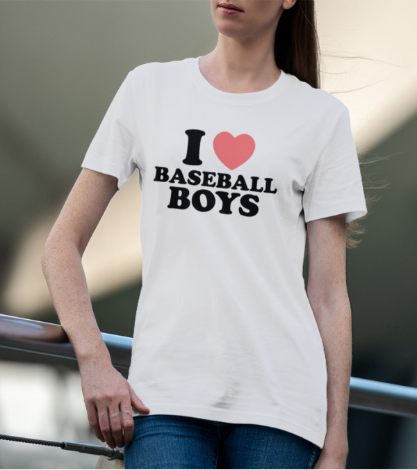 Gabb Goudy I Love Baseball Boys Red Heart Text T-Shirt