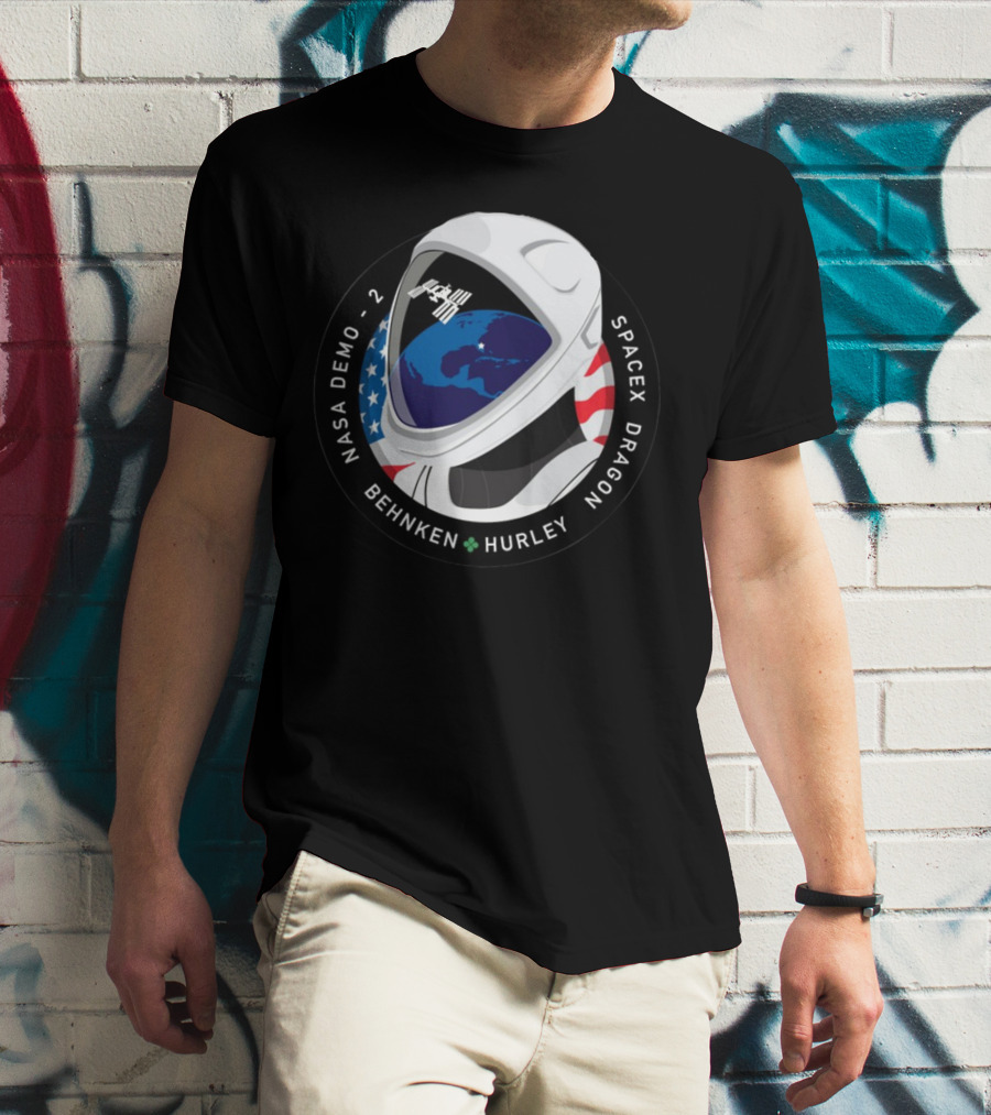 NASA Demo-2 SpaceX Dragon Behnken Hurley Helmet Patch T-Shirt