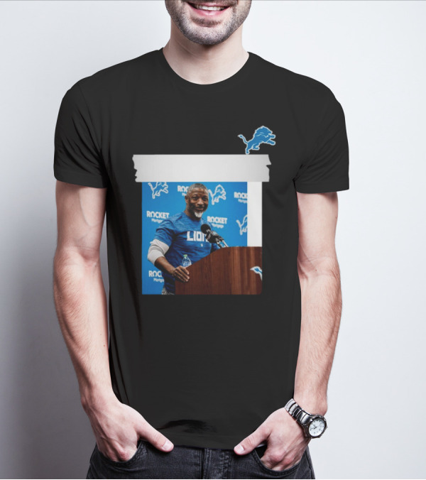 Lions DC Aaron Glenn Rocket Mortgage Press Conference Detroit Football T-Shirt