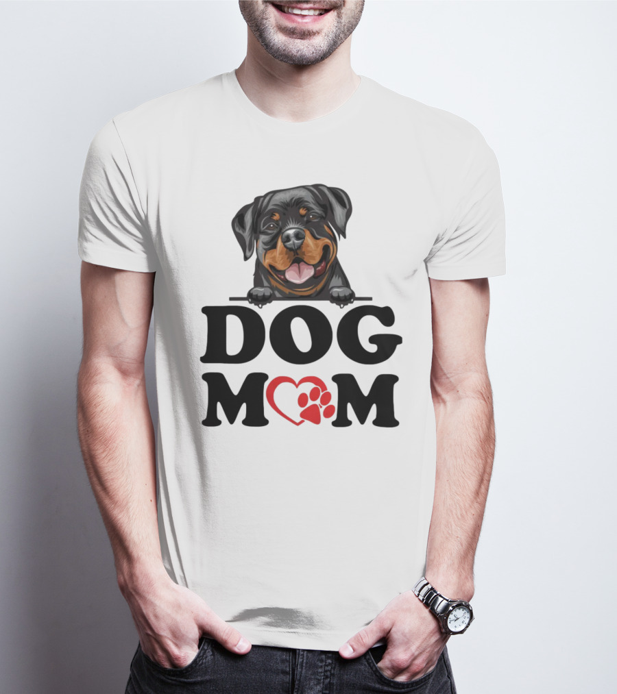 Rottweiler Dog Mom Heart Paw Design For Rottweiler Stickers Enthusiasts T-Shirt