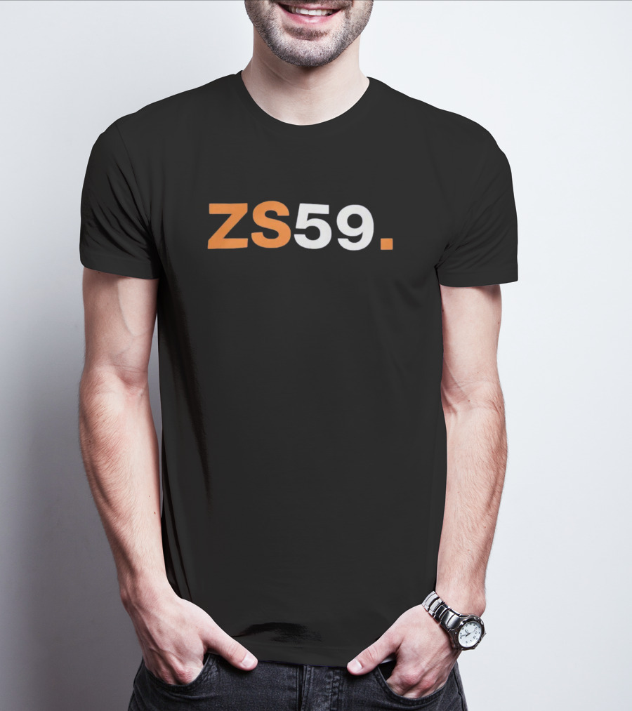 ZS59 Black And Orange Block Text T-Shirt