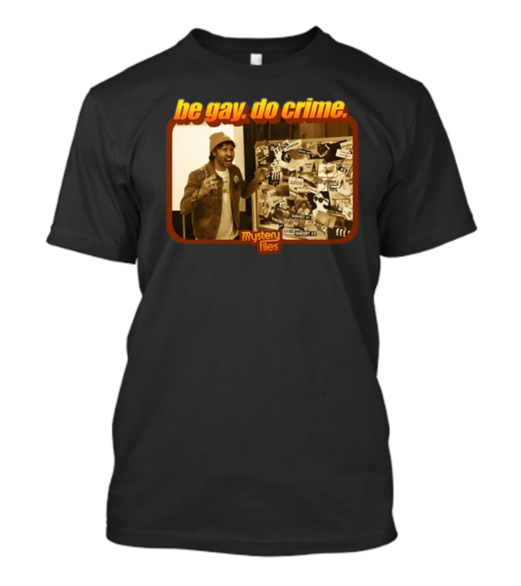 Be Gay Do Crime Mystery Files Board Investigation T-Shirt