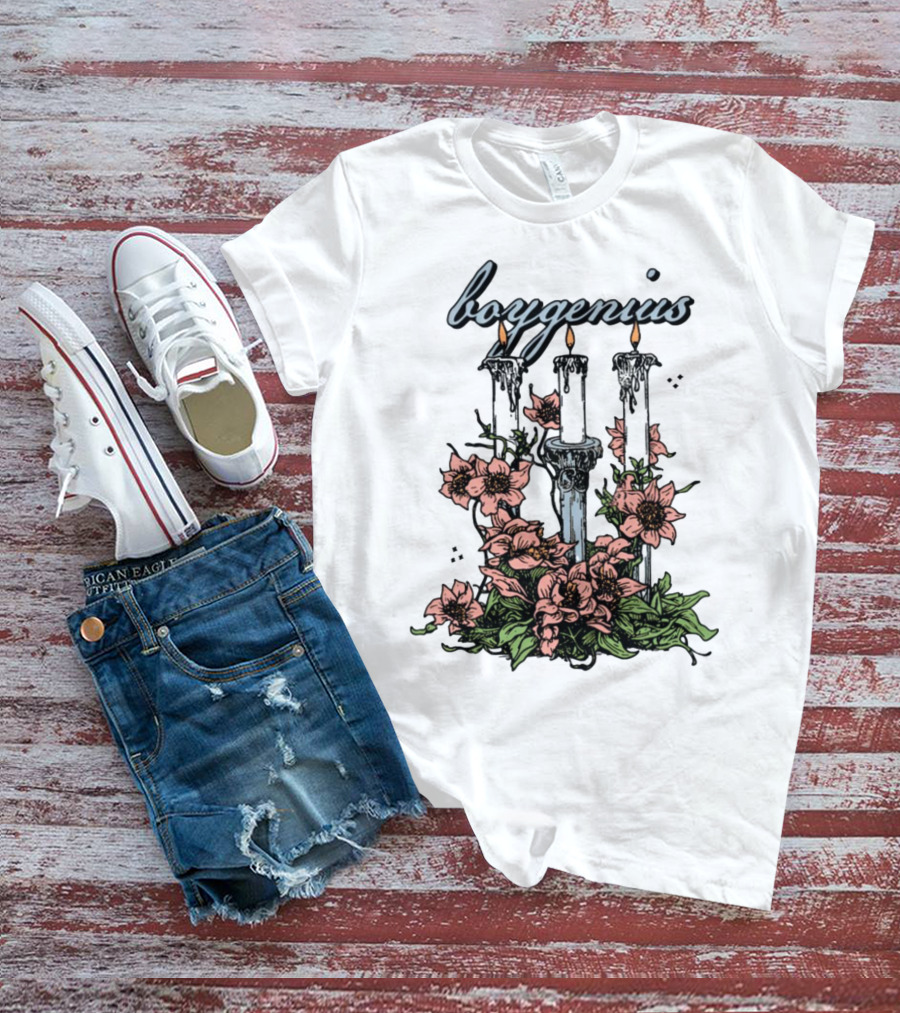 Boygenius Three Candles With Flowers T-Shirt
