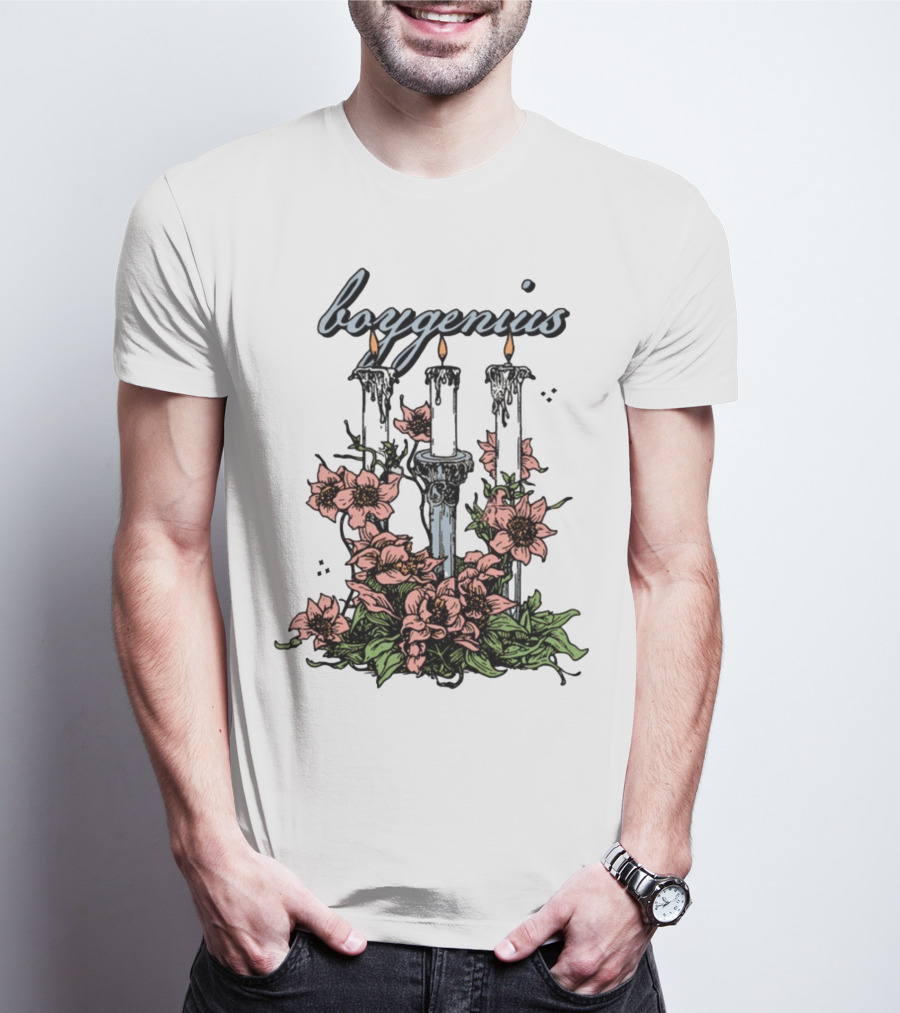 Boygenius Three Candles With Flowers T-Shirt