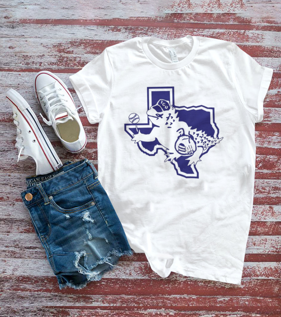 Sickos Committee Texas TCU Horned Frog Mascot Basketball And Football Texas Outline T-Shirt