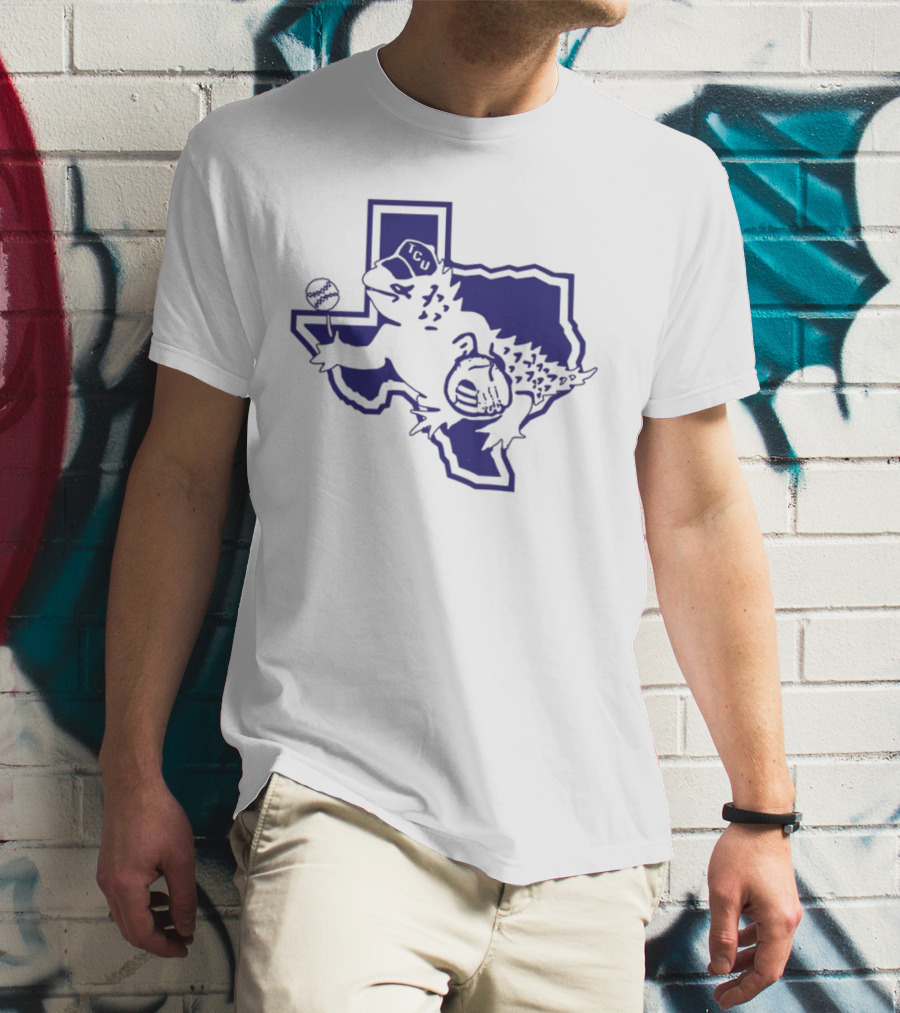 Sickos Committee Texas TCU Horned Frog Mascot Basketball And Football Texas Outline T-Shirt