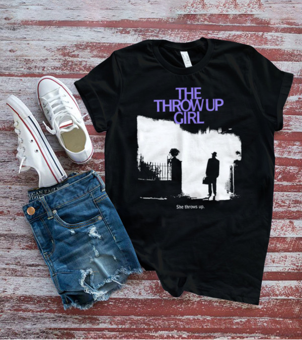 The Throw Up Girl She Throws Up Silhouette Against Gate Background T-Shirt