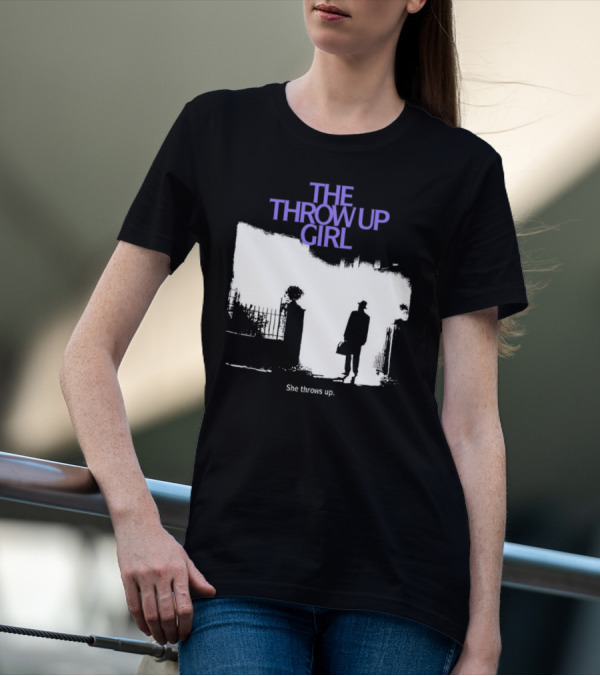 The Throw Up Girl She Throws Up Silhouette Against Gate Background T-Shirt