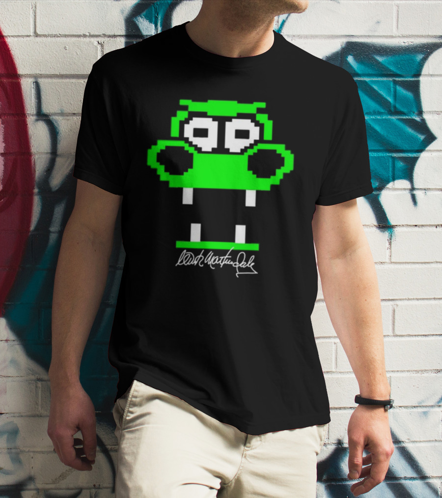 Tic Tac Dough Dragon Wink Martindale Signature Pixelated Green Face T-Shirt