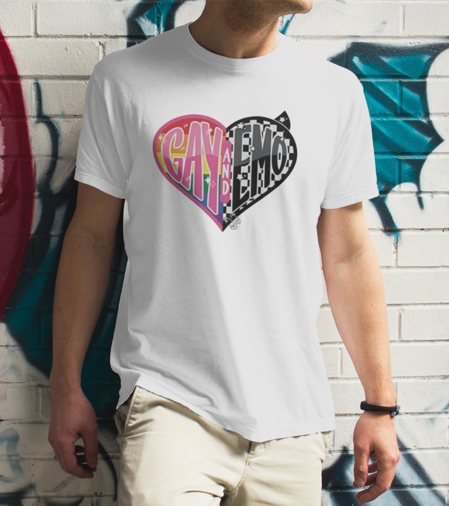 Jessie Paege Gay And Emo Heart Rainbow Checkerboard T-Shirt