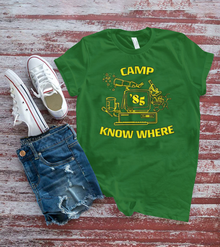 Camp Know Where '85 Science Computer Microscope Telescope Chemistry T-Shirt