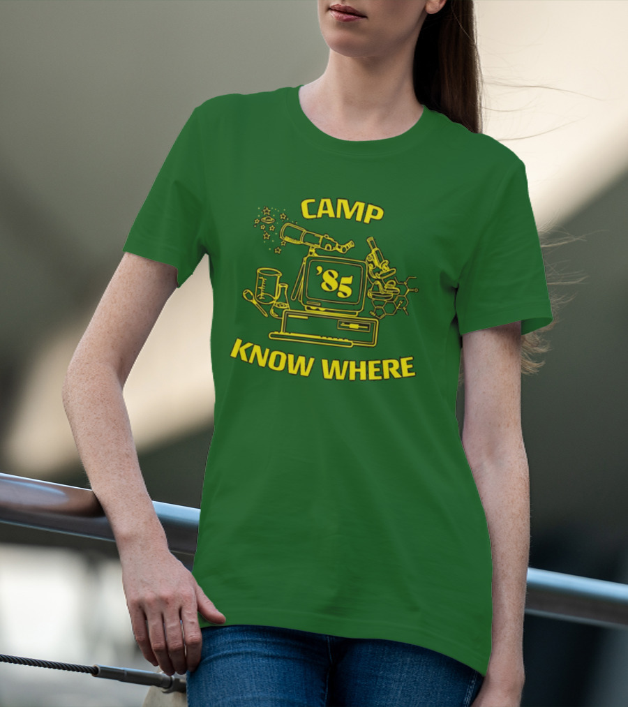 Camp Know Where '85 Science Computer Microscope Telescope Chemistry T-Shirt