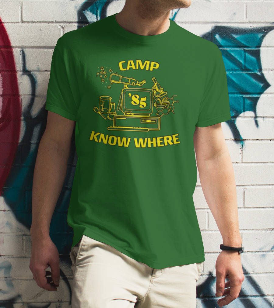 Camp Know Where '85 Science Computer Microscope Telescope Chemistry T-Shirt