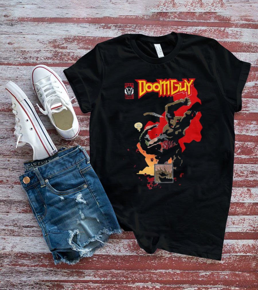 Doomguy The Shores Of Hell Demon Battle Comic T-Shirt