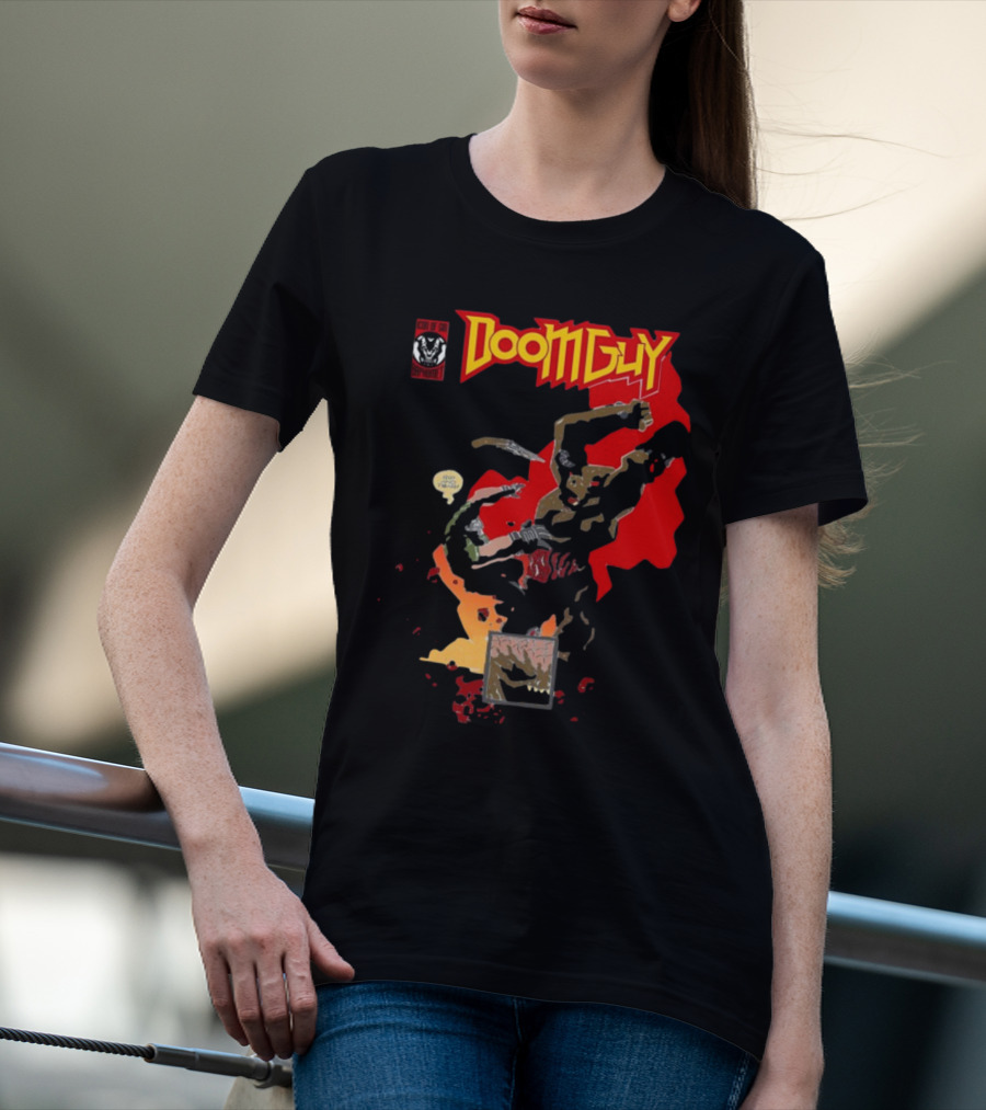 Doomguy The Shores Of Hell Demon Battle Comic T-Shirt