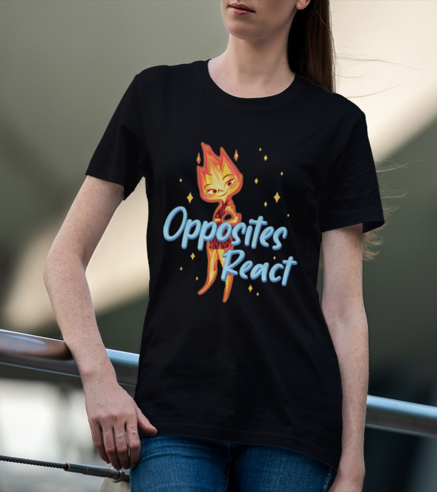 Opposites React Fire Element Character T-Shirt