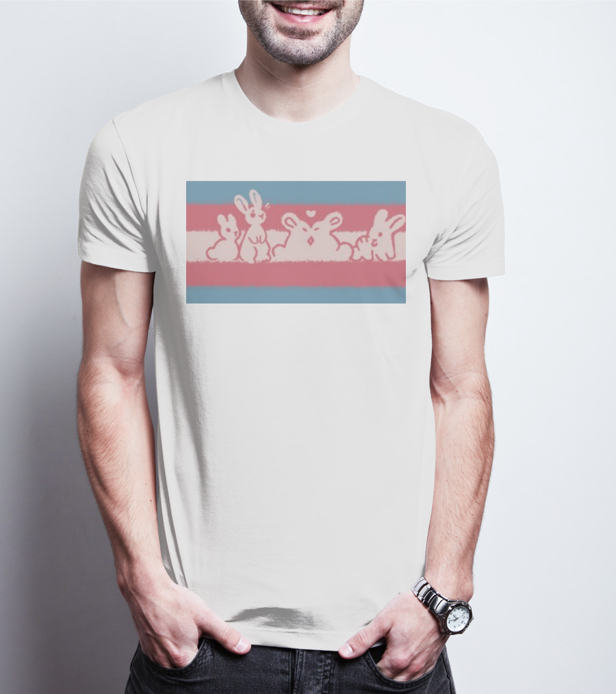 Starsleeps Trans Pride Rabbits On Transgender Flag Background T-Shirt