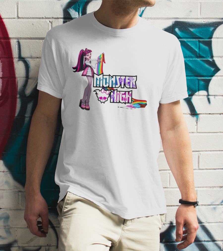 Monster High Draculaura Holding Pride Rainbow Flag T-Shirt