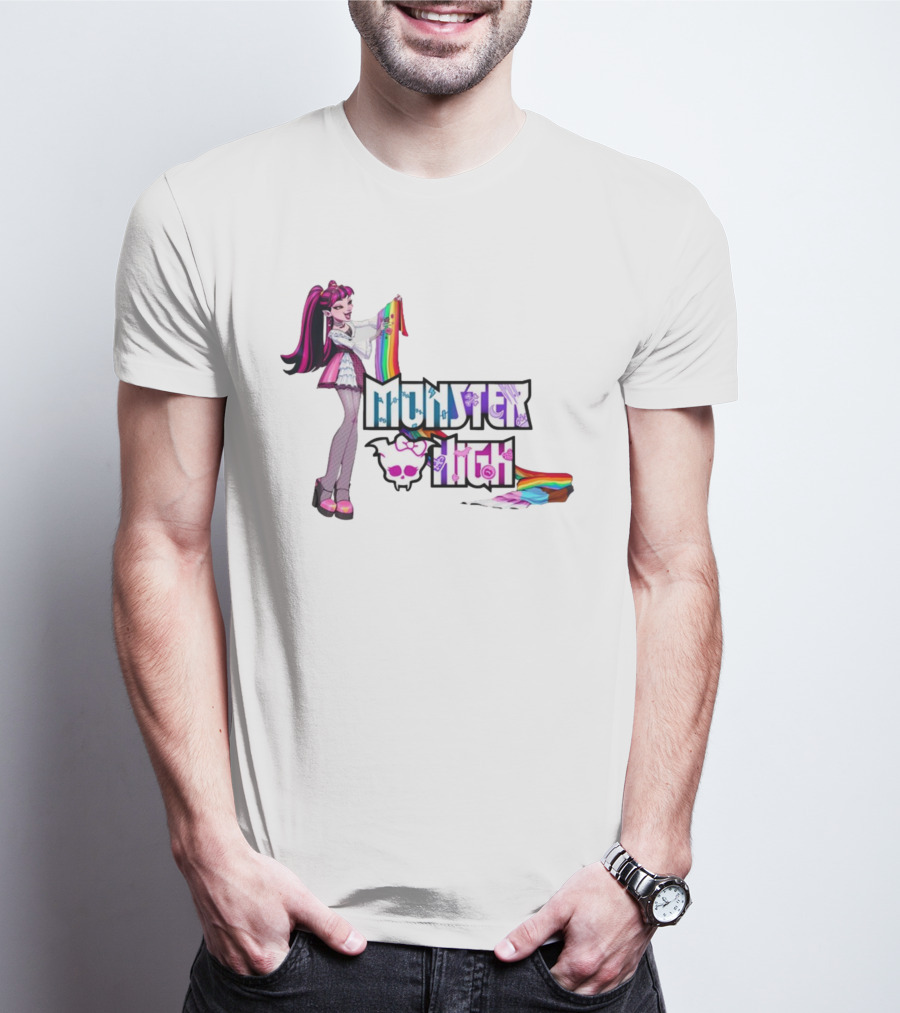 Monster High Draculaura Holding Pride Rainbow Flag T-Shirt