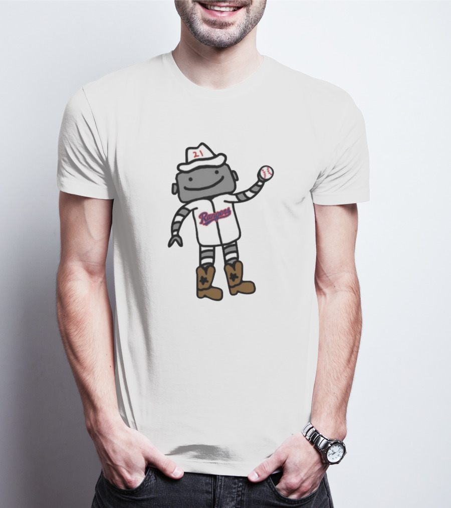 Robo Athlete With Rangers Jersey And Baseball T-Shirt