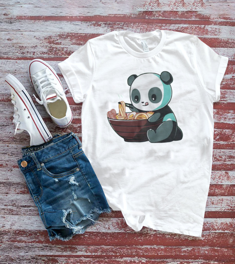 Teeturtle Ramen Panda Eating Noodles T-Shirt